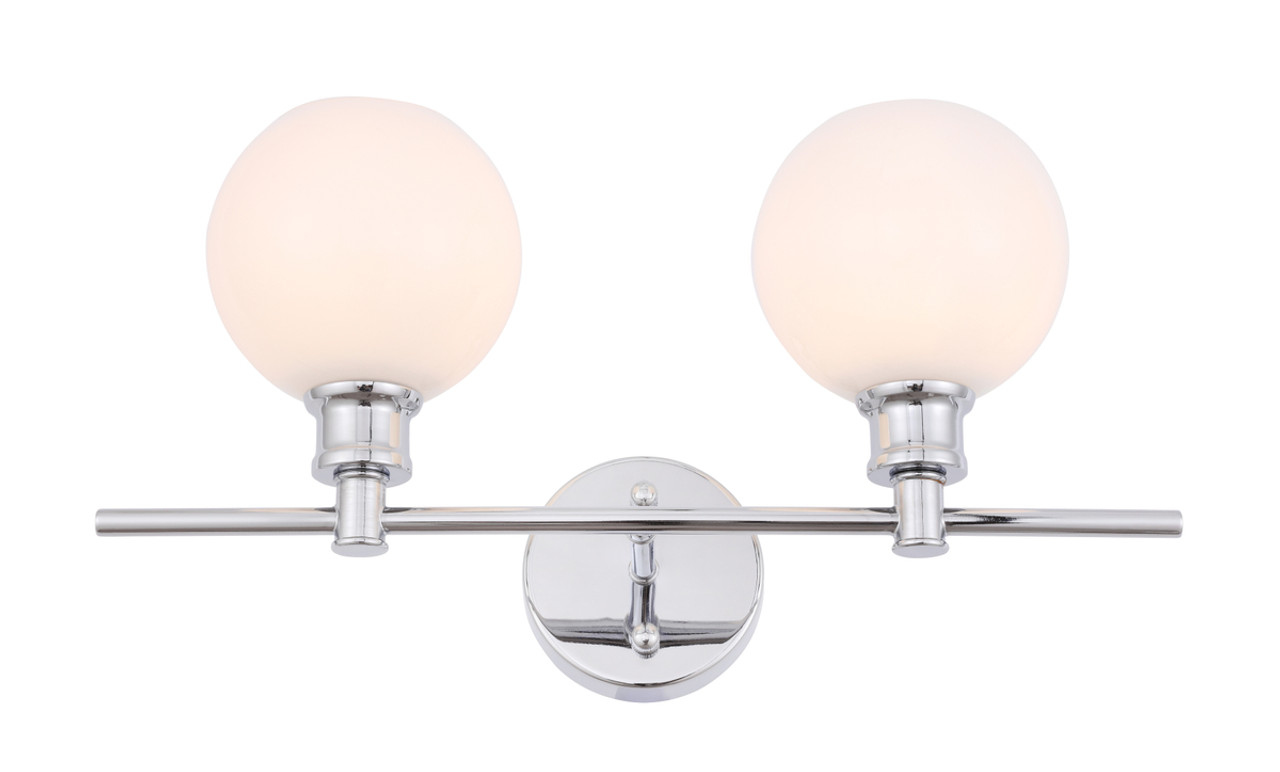 Living District LD2315C Collier 2 light Chrome and Frosted white glass Wall sconce