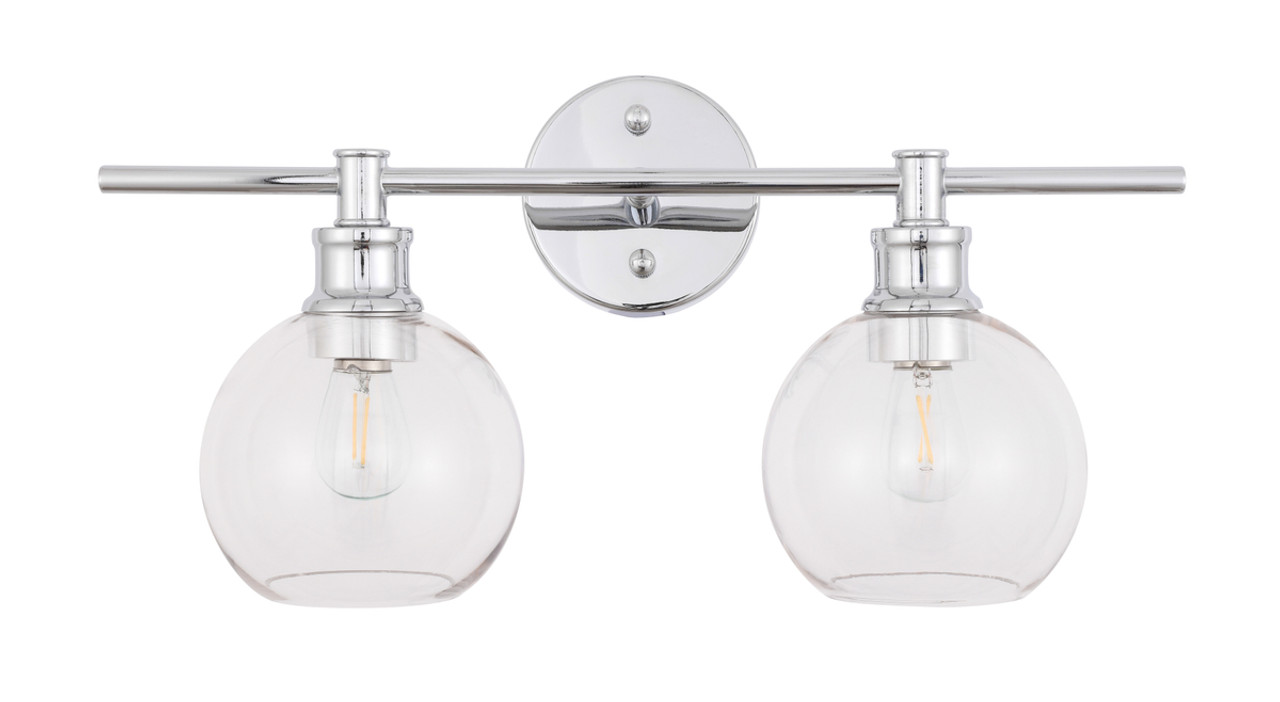 Living District LD2314C Collier 2 light Chrome and Clear glass Wall sconce