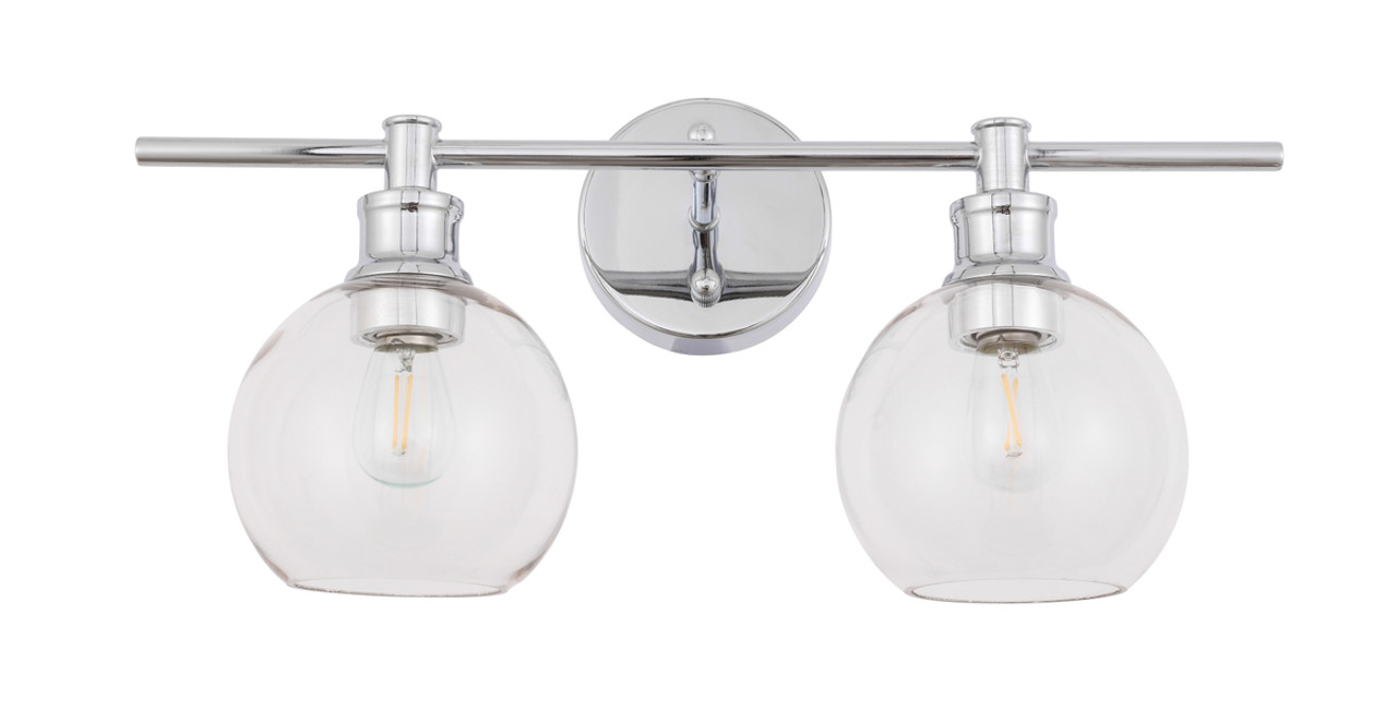 Living District LD2314C Collier 2 light Chrome and Clear glass Wall sconce