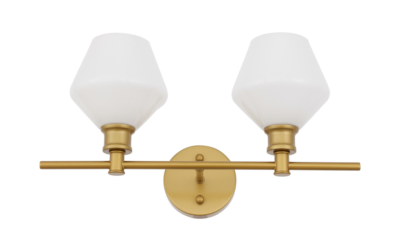 Living District LD2313BR Gene 2 light Brass and Frosted white glass Wall sconce