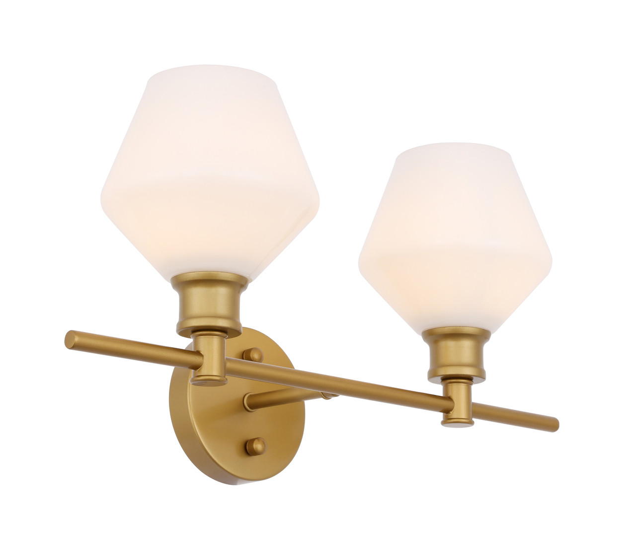 Living District LD2313BR Gene 2 light Brass and Frosted white glass Wall sconce