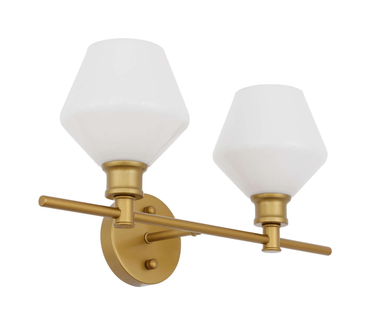 Living District LD2313BR Gene 2 light Brass and Frosted white glass Wall sconce