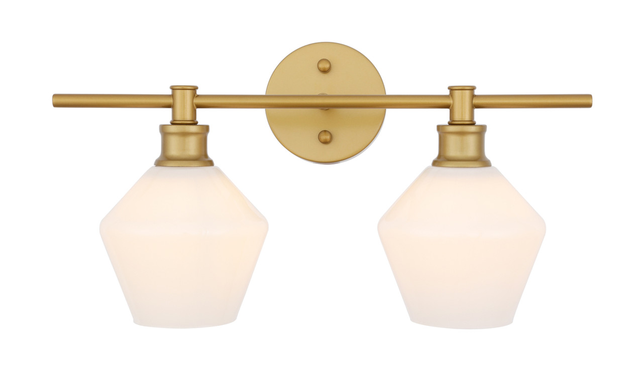 Living District LD2313BR Gene 2 light Brass and Frosted white glass Wall sconce