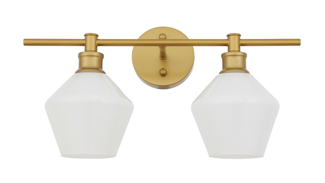 Living District LD2313BR Gene 2 light Brass and Frosted white glass Wall sconce