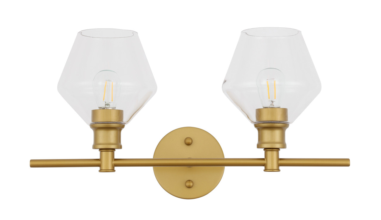 Living District LD2312BR Gene 2 light Brass and Clear glass Wall sconce