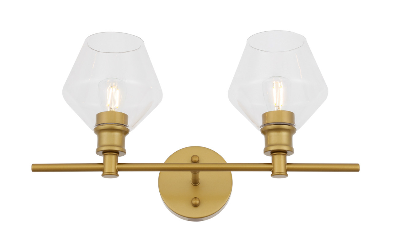 Living District LD2312BR Gene 2 light Brass and Clear glass Wall sconce