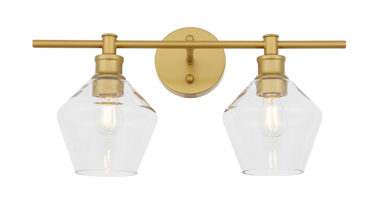 Living District LD2312BR Gene 2 light Brass and Clear glass Wall sconce