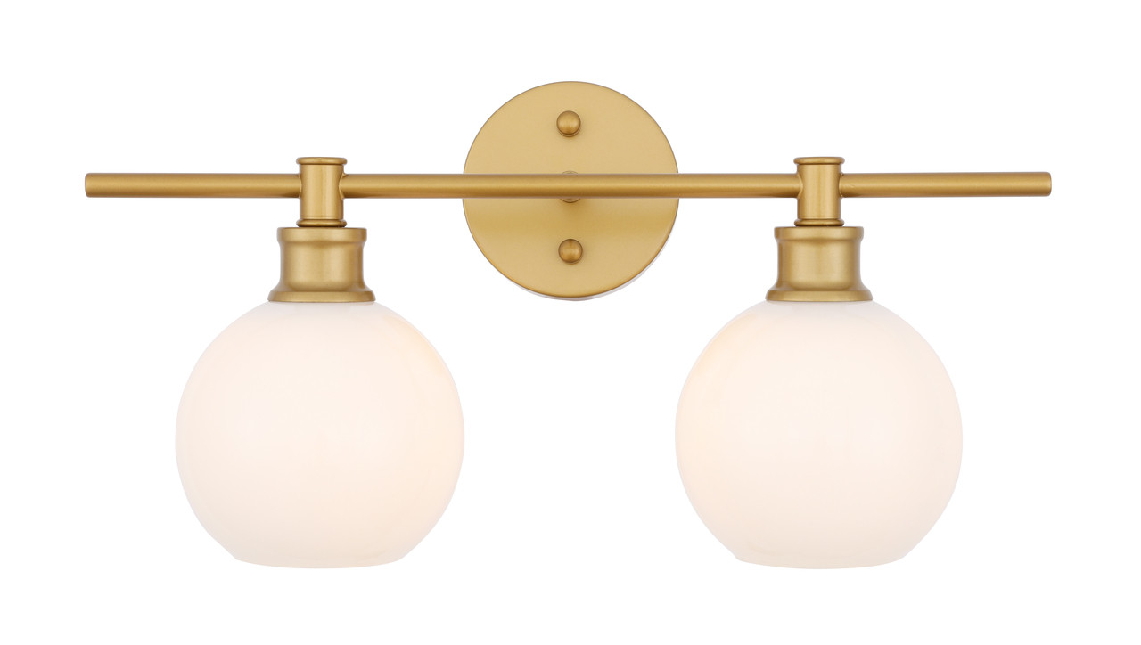 Living District LD2315BR Collier 2 light Brass and Frosted white glass Wall sconce