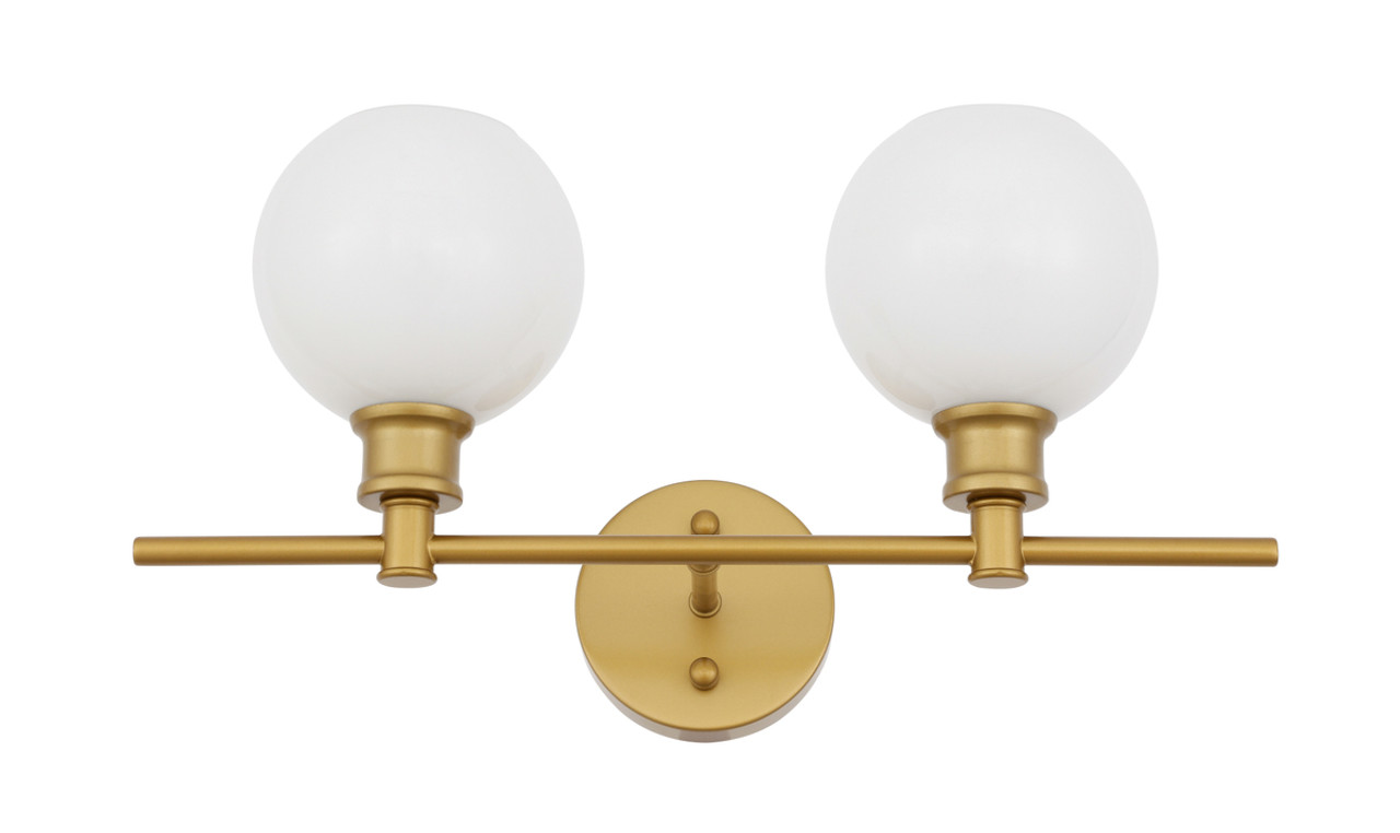 Living District LD2315BR Collier 2 light Brass and Frosted white glass Wall sconce