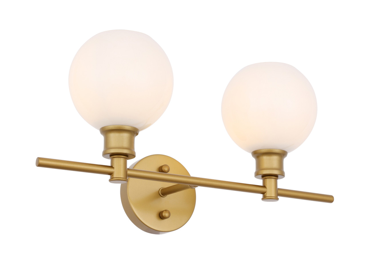 Living District LD2315BR Collier 2 light Brass and Frosted white glass Wall sconce