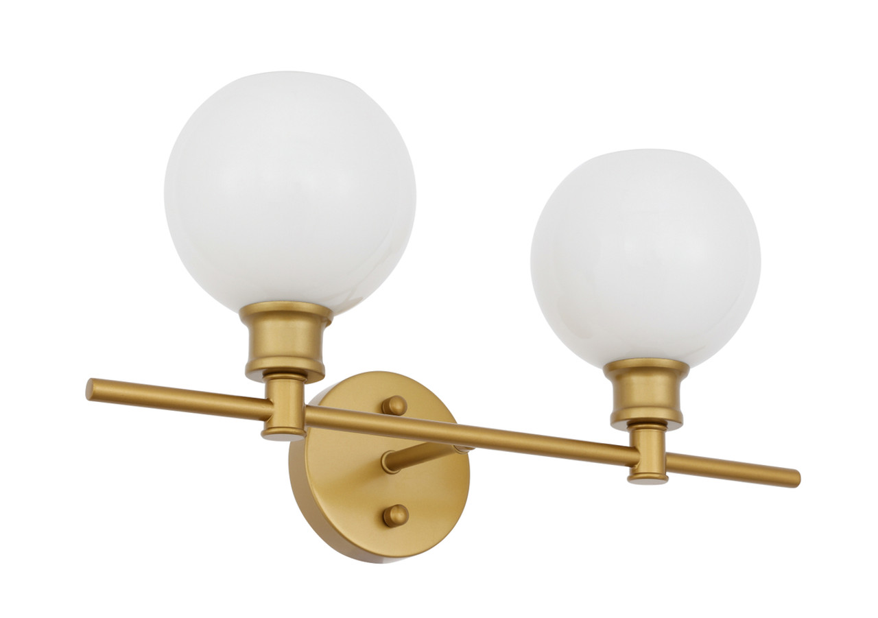 Living District LD2315BR Collier 2 light Brass and Frosted white glass Wall sconce