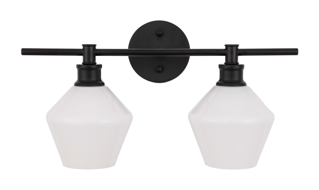 Living District LD2313BK Gene 2 light Black and Frosted white glass Wall sconce
