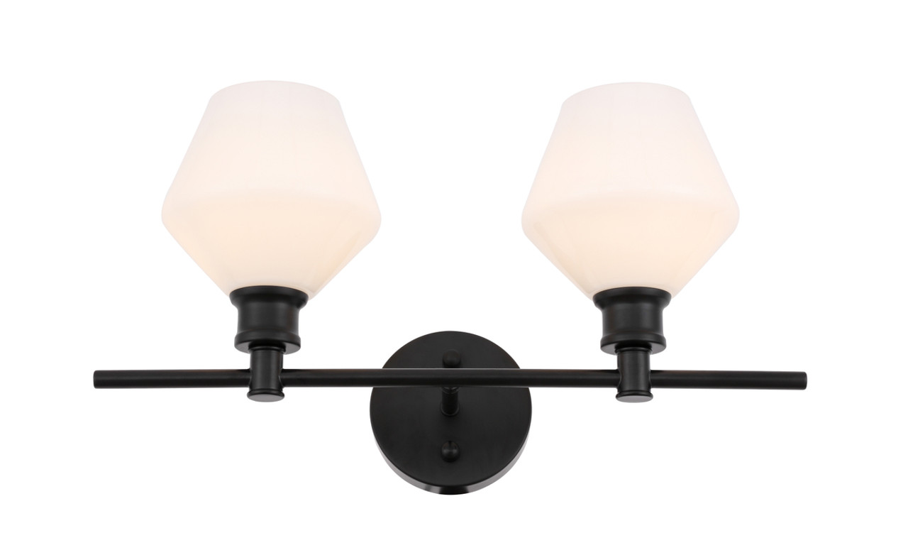 Living District LD2313BK Gene 2 light Black and Frosted white glass Wall sconce