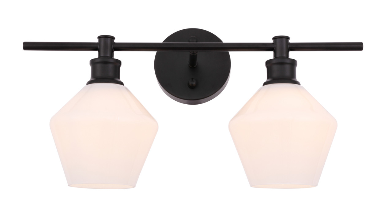 Living District LD2313BK Gene 2 light Black and Frosted white glass Wall sconce