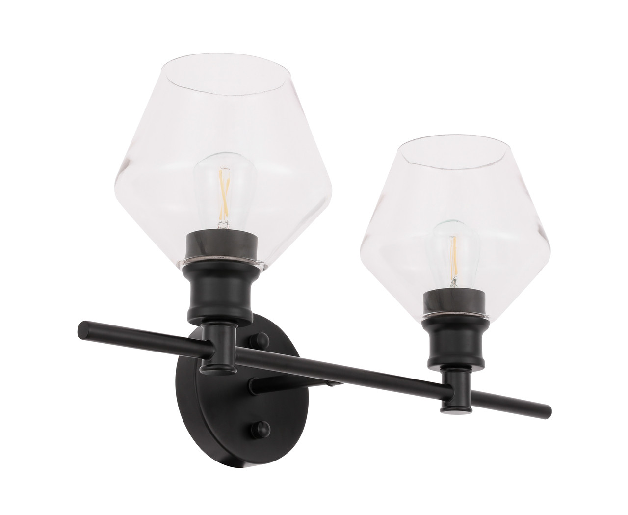 Living District LD2312BK Gene 2 light Black and Clear glass Wall sconce