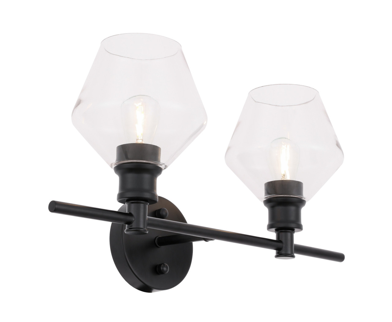 Living District LD2312BK Gene 2 light Black and Clear glass Wall sconce