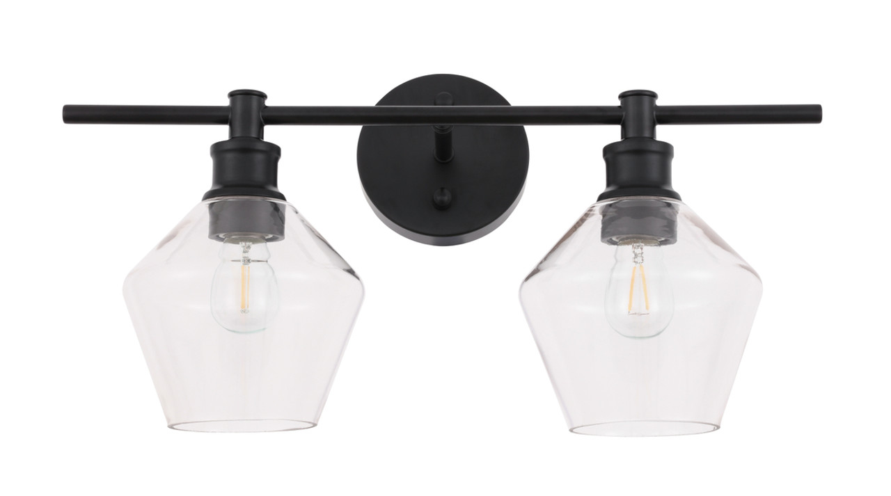 Living District LD2312BK Gene 2 light Black and Clear glass Wall sconce