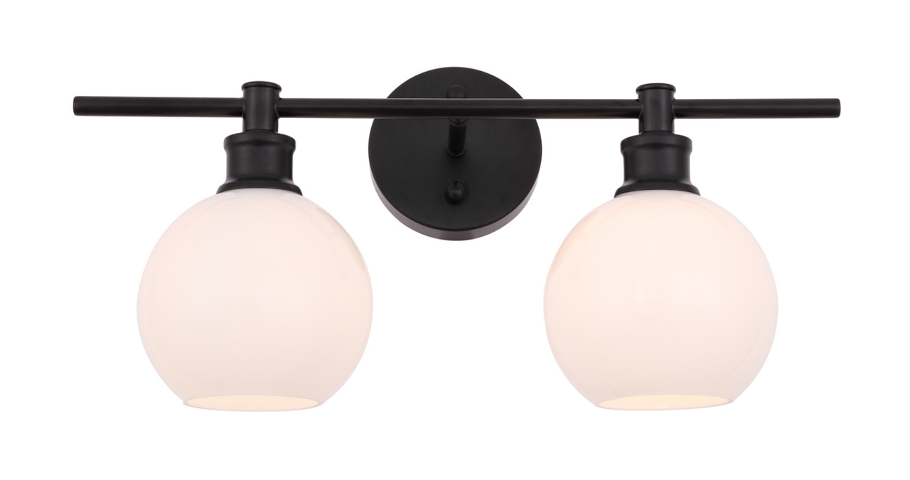 Living District LD2315BK Collier 2 light Black and Frosted white glass Wall sconce