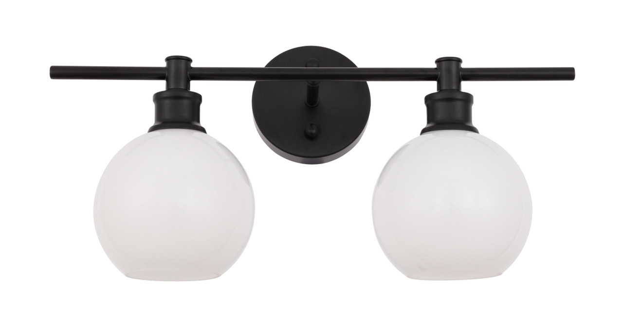 Living District LD2315BK Collier 2 light Black and Frosted white glass Wall sconce