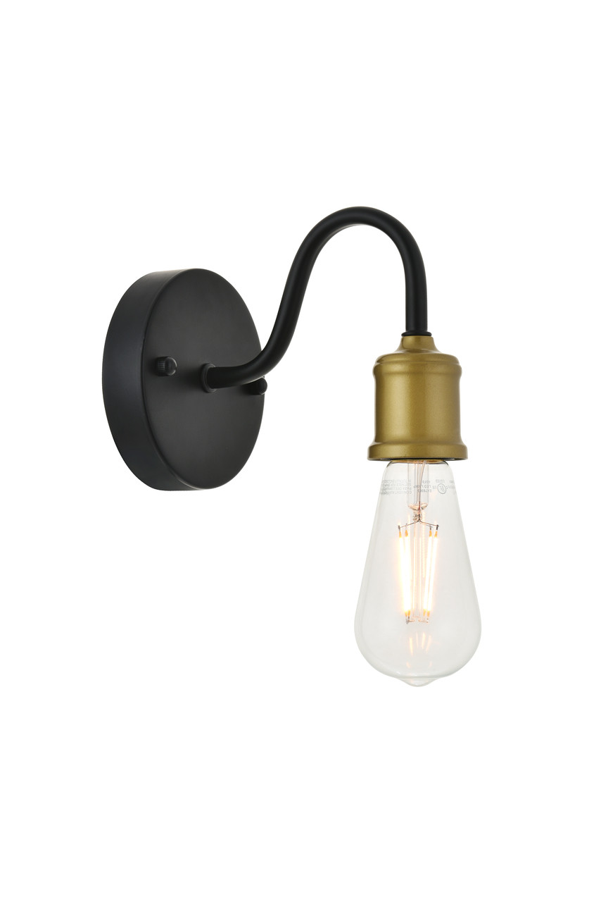Living District LD4028W5BRB Serif 1 light brass and black Wall Sconce
