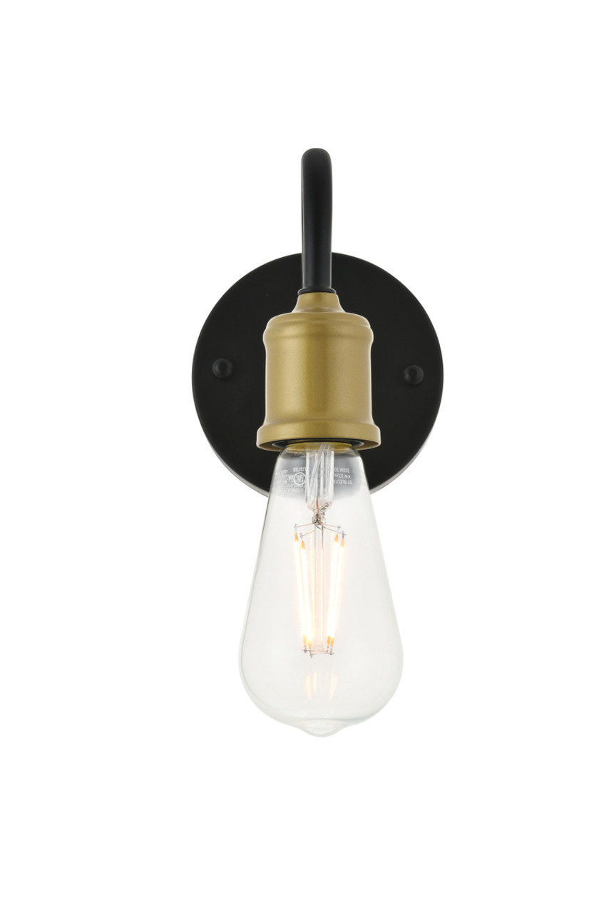 Living District LD4028W5BRB Serif 1 light brass and black Wall Sconce