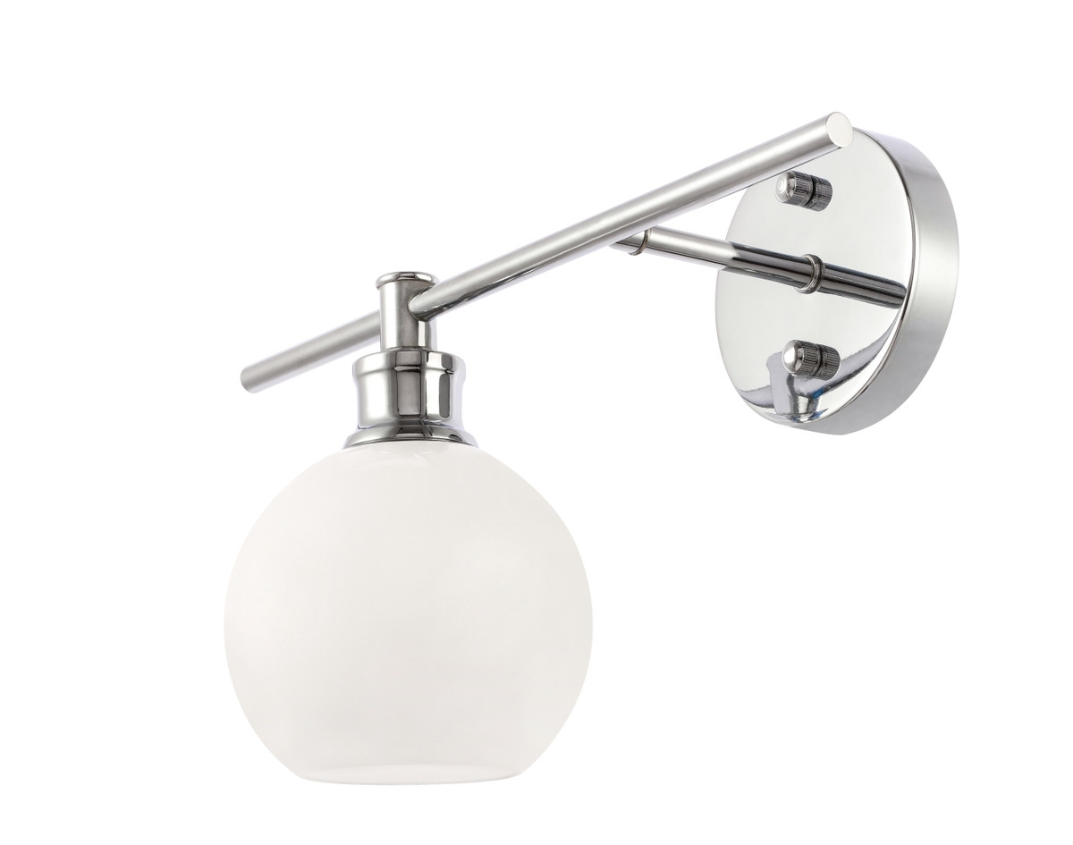 Living District LD2307C Collier 1 light Chrome and Frosted white glass left Wall sconce