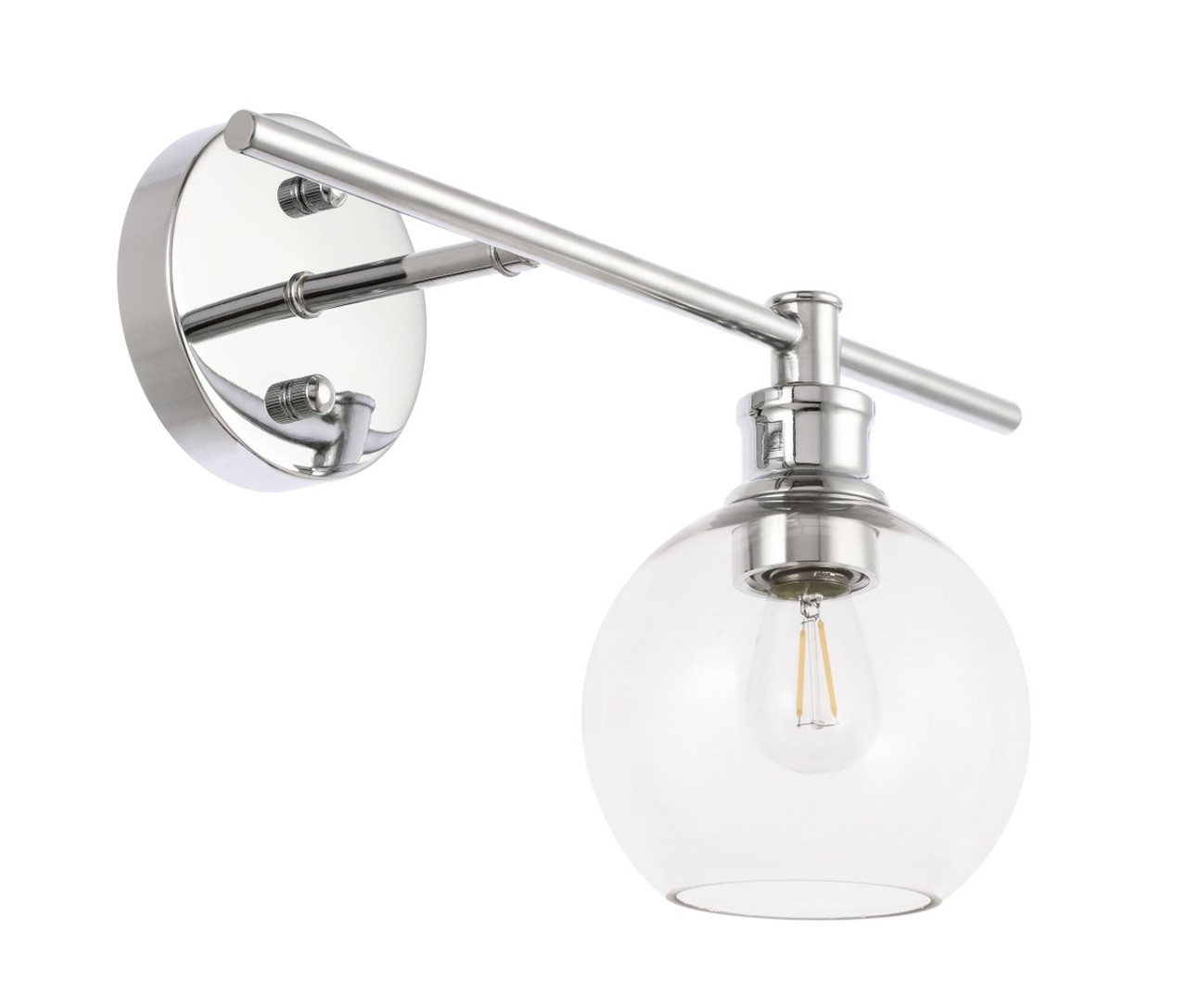Living District LD2302C Collier 1 light Chrome and Clear glass right Wall sconce