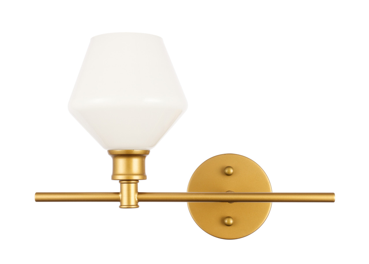 Living District LD2301BR Gene 1 light Brass and Frosted white glass right Wall sconce