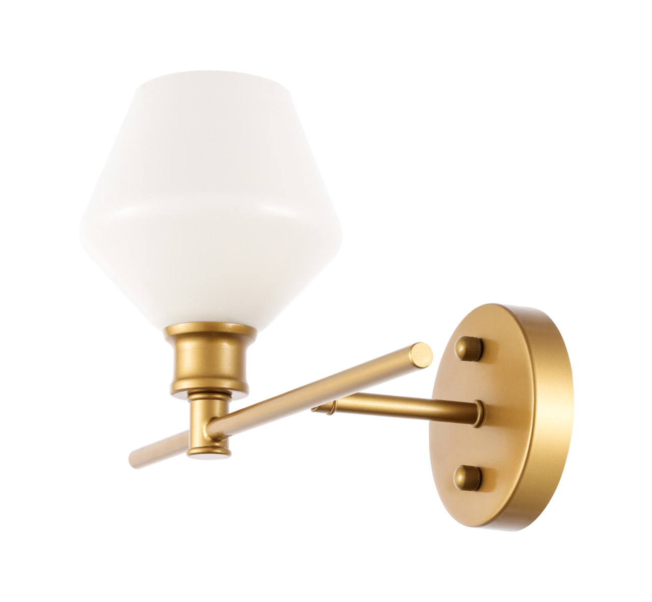 Living District LD2301BR Gene 1 light Brass and Frosted white glass right Wall sconce