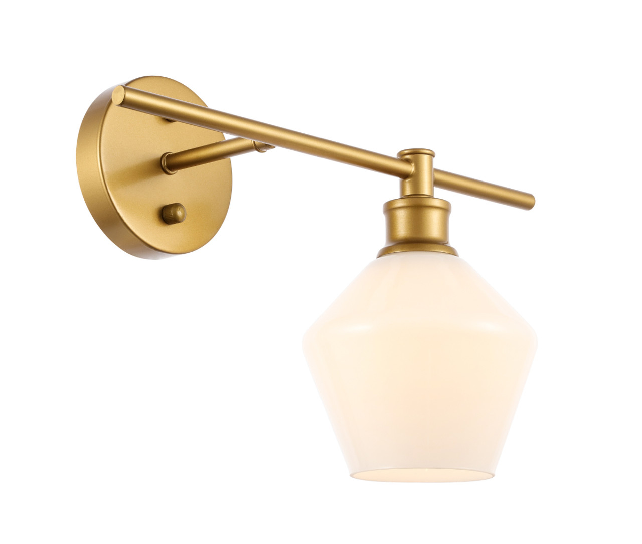 Living District LD2301BR Gene 1 light Brass and Frosted white glass right Wall sconce