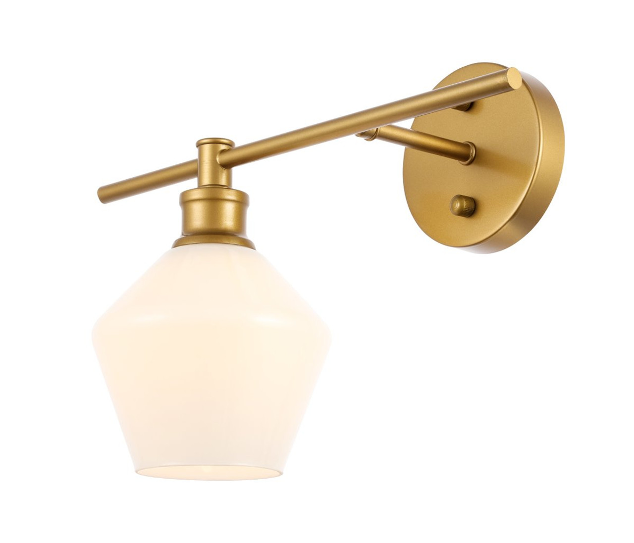 Living District LD2305BR Gene 1 light Brass and Frosted white glass left Wall sconce