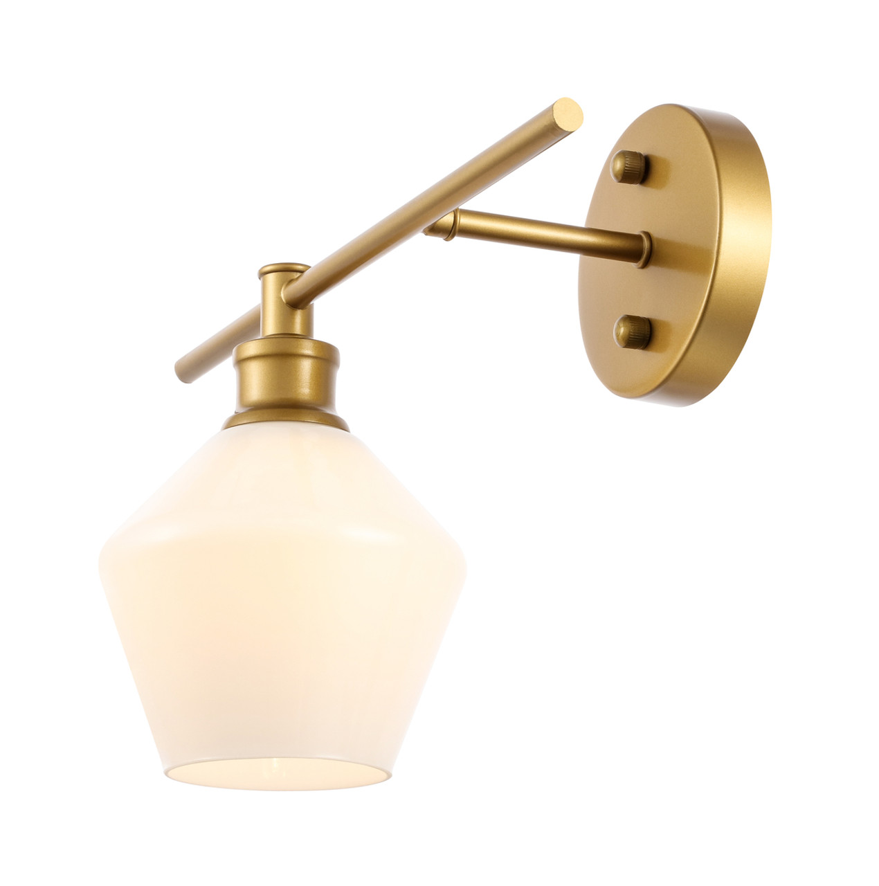 Living District LD2305BR Gene 1 light Brass and Frosted white glass left Wall sconce