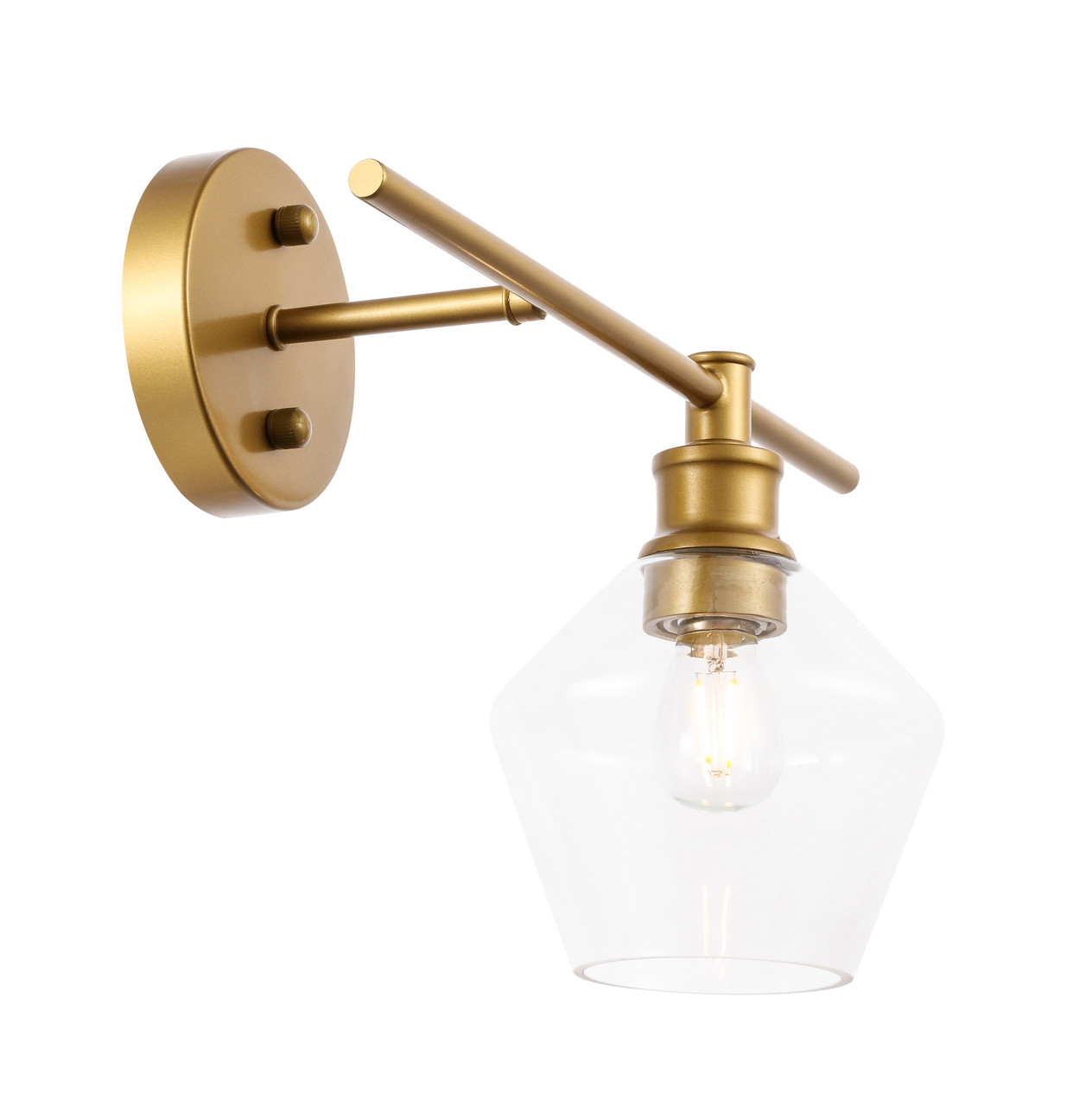 Living District LD2300BR Gene 1 light Brass and Clear glass right Wall sconce