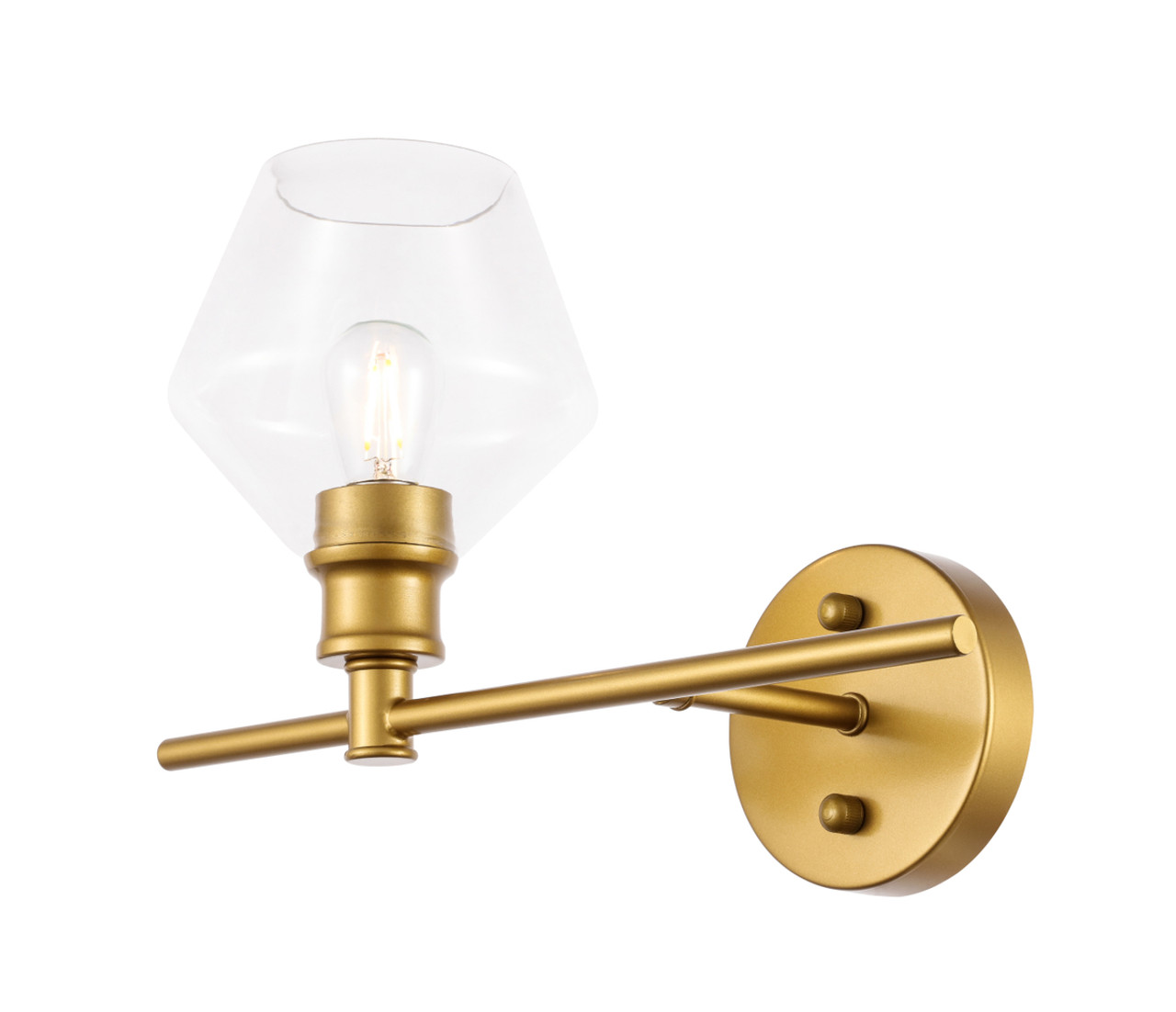 Living District LD2300BR Gene 1 light Brass and Clear glass right Wall sconce