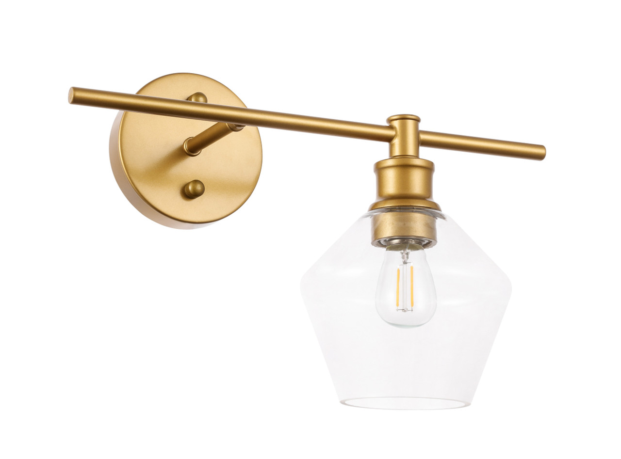 Living District LD2300BR Gene 1 light Brass and Clear glass right Wall sconce