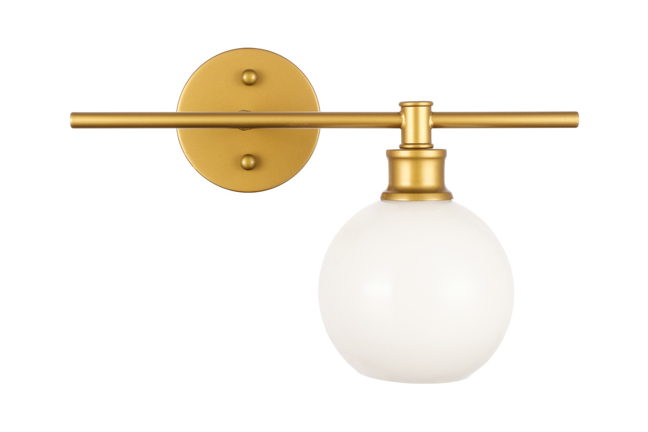 Living District LD2303BR Collier 1 light Brass and Frosted white glass right Wall sconce