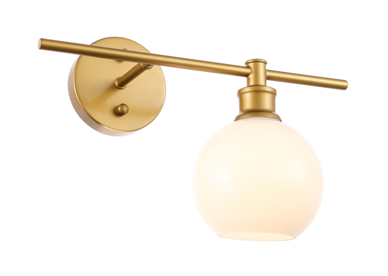 Living District LD2303BR Collier 1 light Brass and Frosted white glass right Wall sconce