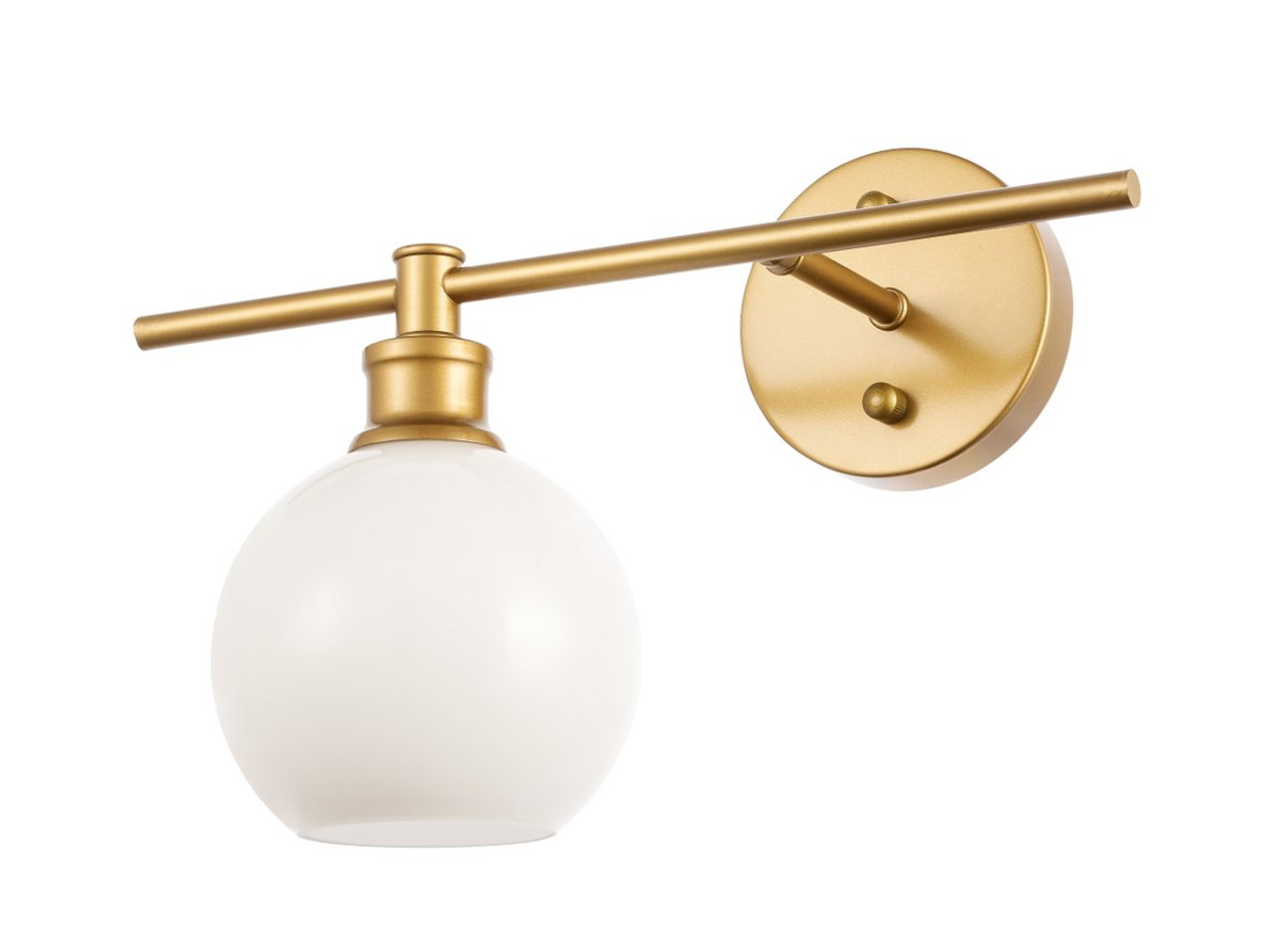 Living District LD2307BR Collier 1 light Brass and Frosted white glass left Wall sconce