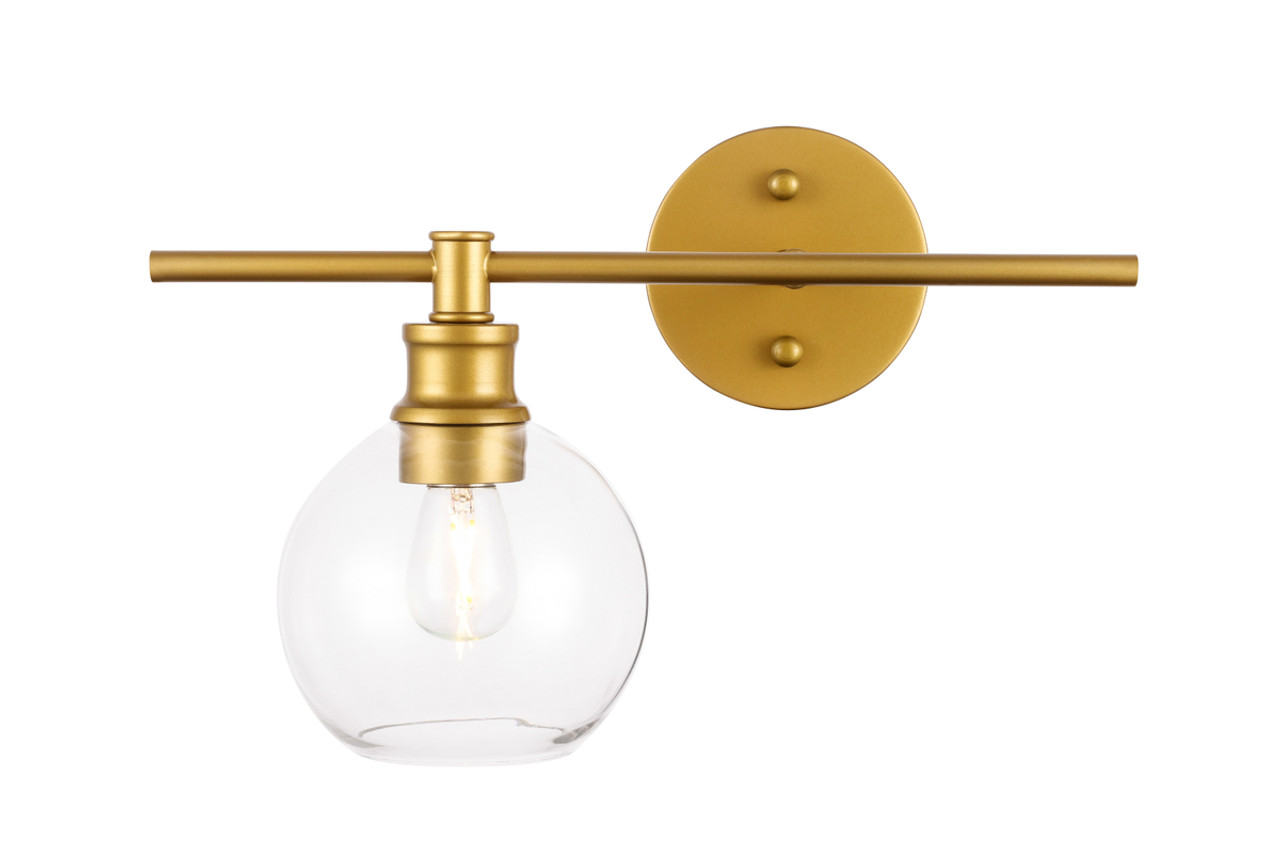Living District LD2306BR Collier 1 light Brass and Clear glass left Wall sconce