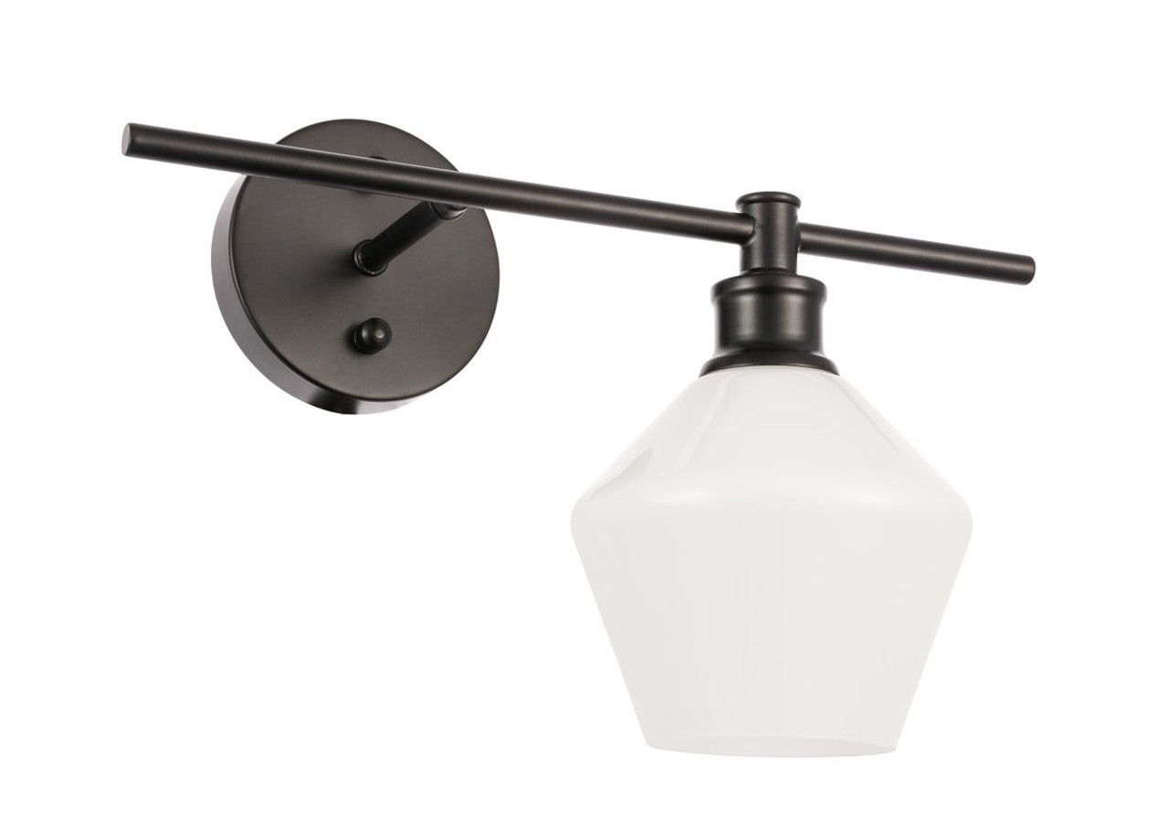 Living District LD2301BK Gene 1 light Black and Frosted white glass right Wall sconce