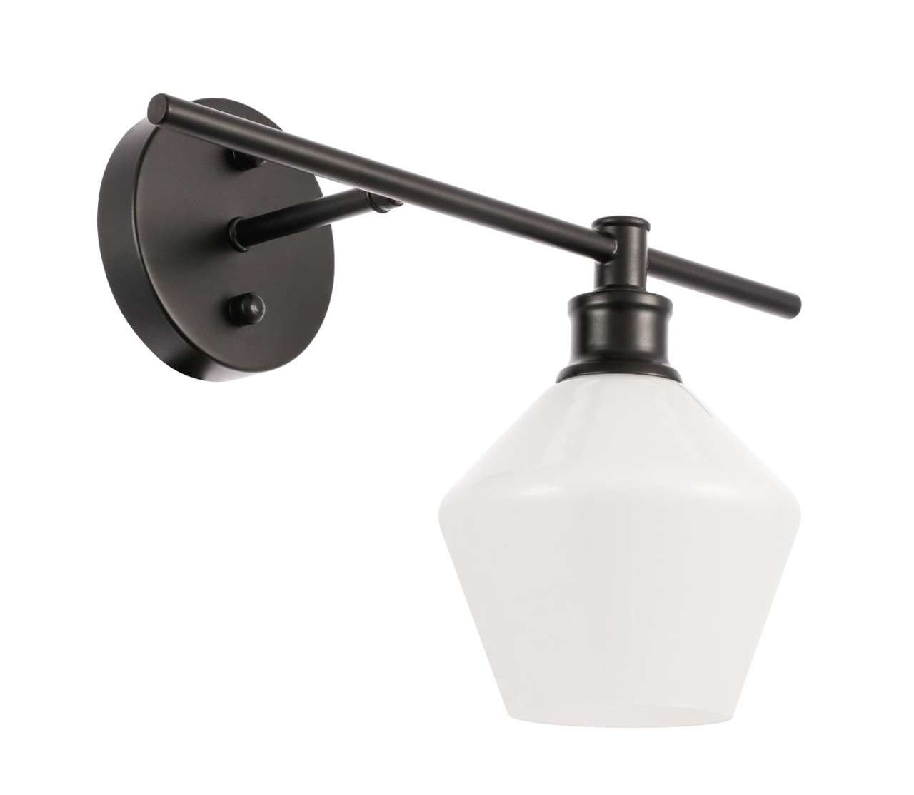Living District LD2301BK Gene 1 light Black and Frosted white glass right Wall sconce