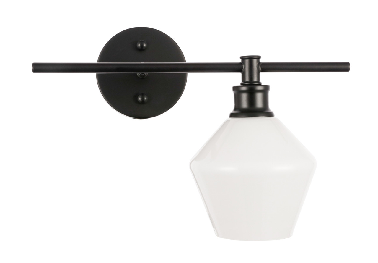 Living District LD2301BK Gene 1 light Black and Frosted white glass right Wall sconce