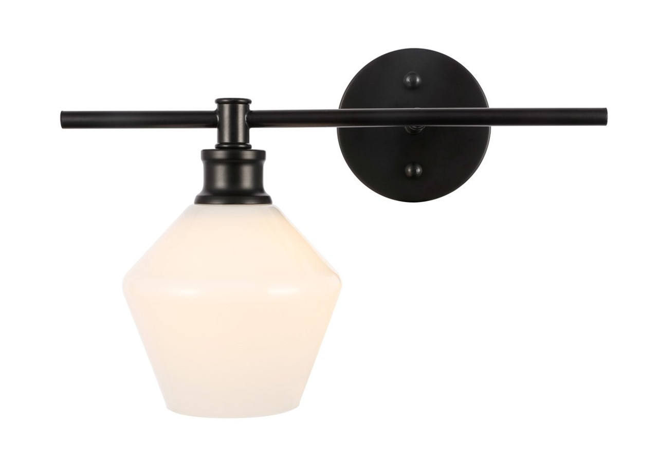 Living District LD2305BK Gene 1 light Black and Frosted white glass left Wall sconce