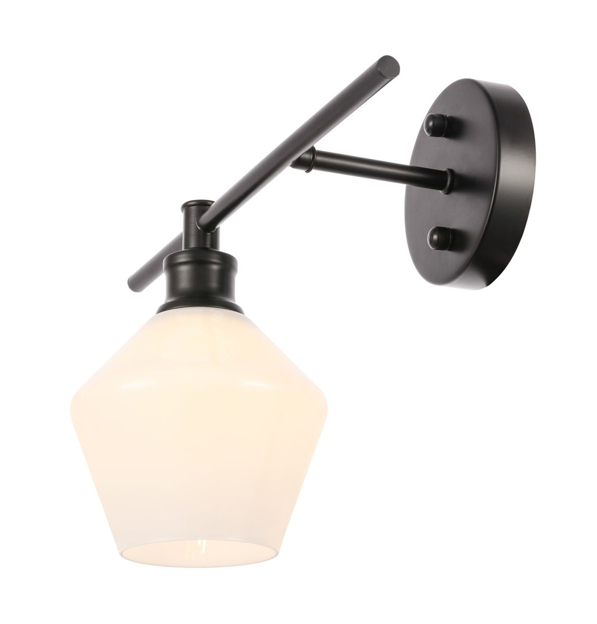 Living District LD2305BK Gene 1 light Black and Frosted white glass left Wall sconce