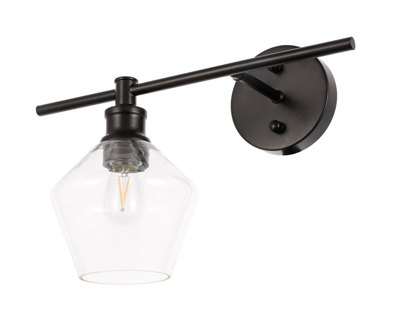 Living District LD2304BK Gene 1 light Black and Clear glass left Wall sconce