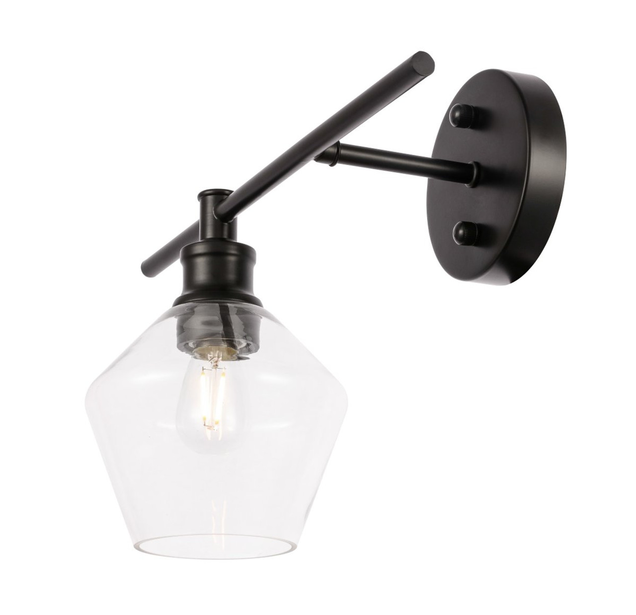 Living District LD2304BK Gene 1 light Black and Clear glass left Wall sconce