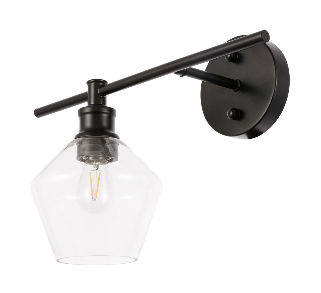 Living District LD2304BK Gene 1 light Black and Clear glass left Wall sconce