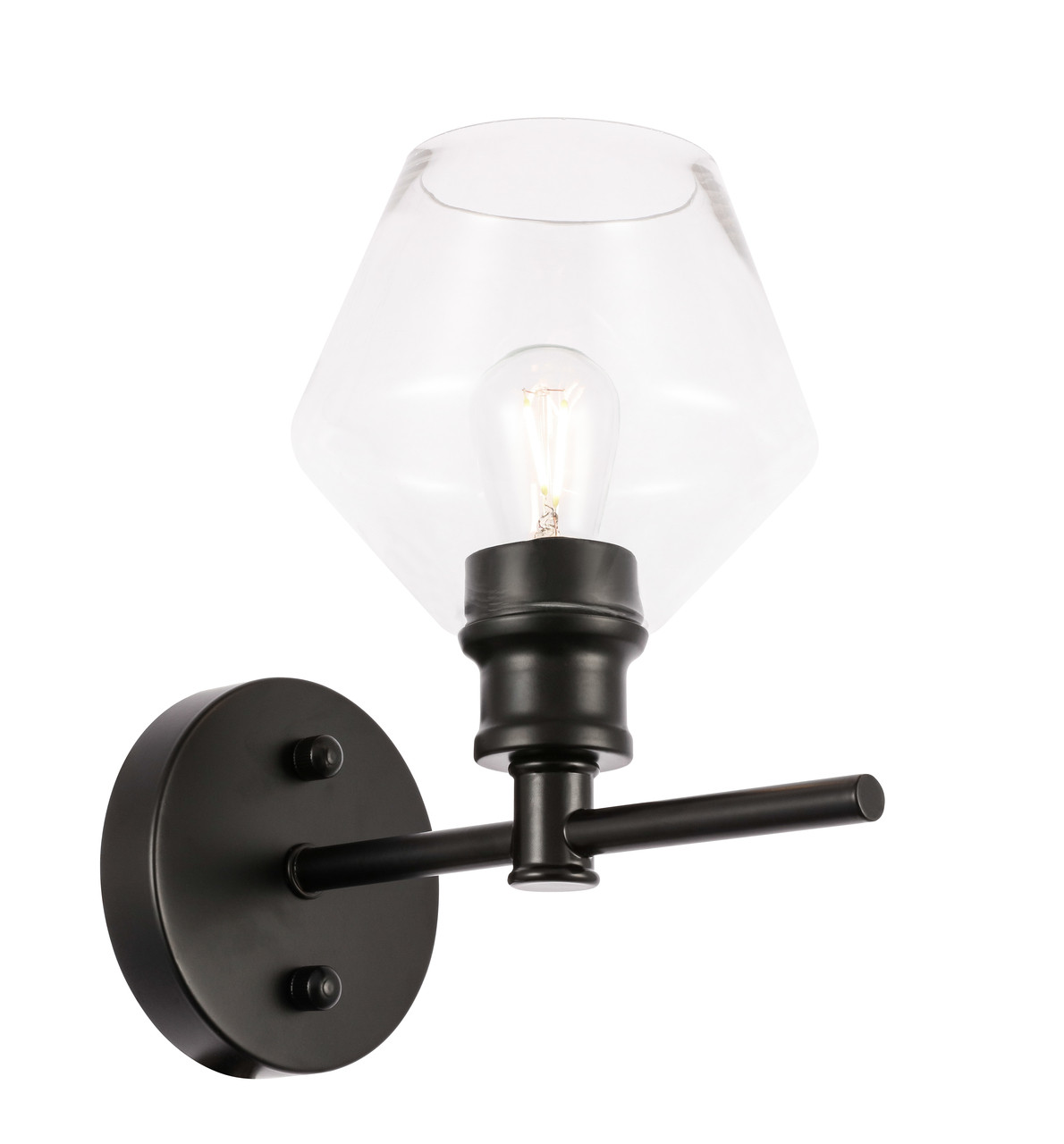 Living District LD2308BK Gene 1 light Black and Clear glass Wall sconce