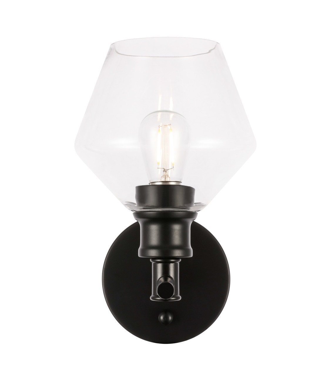 Living District LD2308BK Gene 1 light Black and Clear glass Wall sconce