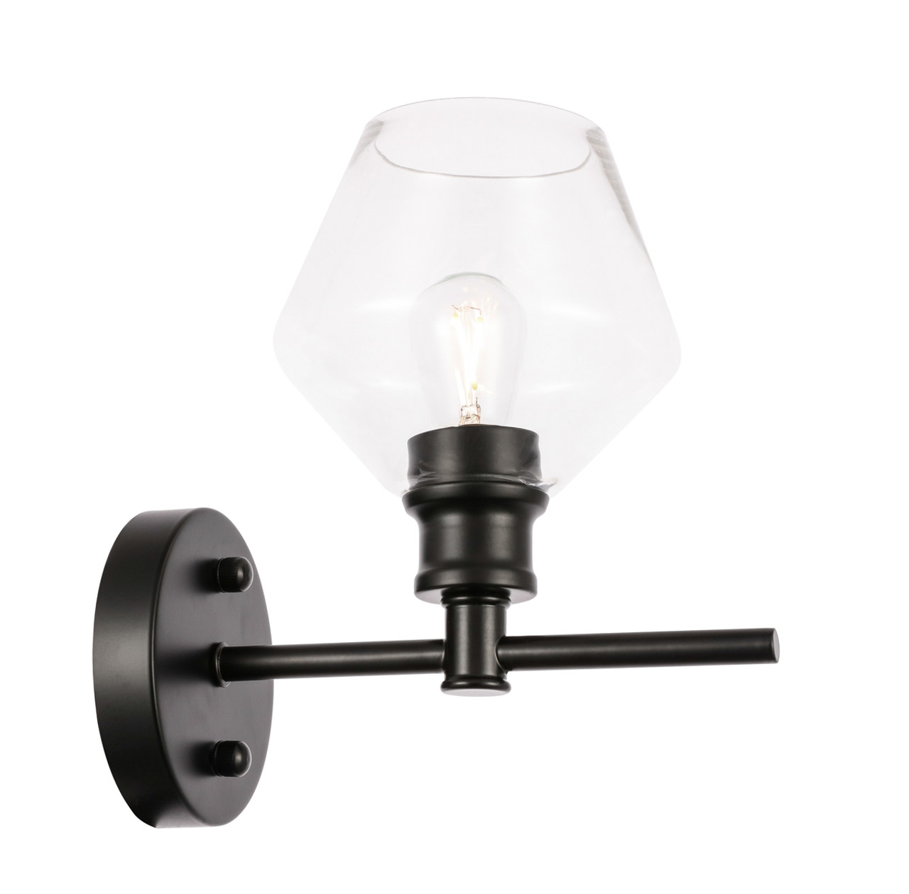 Living District LD2308BK Gene 1 light Black and Clear glass Wall sconce